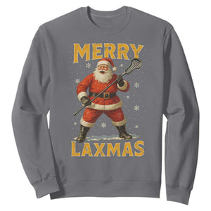 Funny Christmas Lacrosse Sweatshirt Merry Laxmas Santa Lax Player TS11 Charcoal Print Your Wear