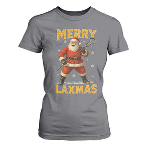Funny Christmas Lacrosse T Shirt For Women Merry Laxmas Santa Lax Player - Print Your Wear