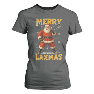 Funny Christmas Lacrosse T Shirt For Women Merry Laxmas Santa Lax Player TS11 Dark Heather Print Your Wear