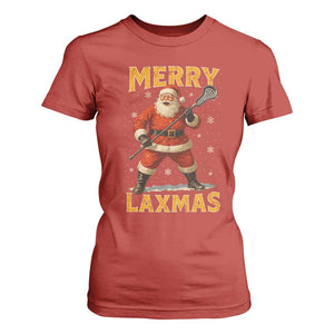 Funny Christmas Lacrosse T Shirt For Women Merry Laxmas Santa Lax Player - Print Your Wear