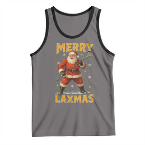 Funny Christmas Lacrosse Tank Top Merry Laxmas Santa Lax Player TS11 Deep Heather Black Print Your Wear