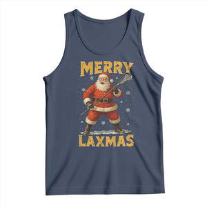 Funny Christmas Lacrosse Tank Top Merry Laxmas Santa Lax Player TS11 Navy Print Your Wear