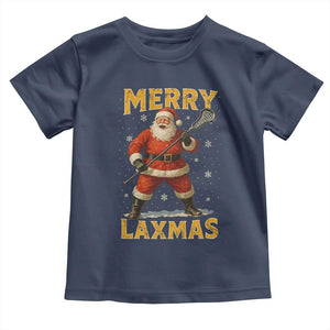 Funny Christmas Lacrosse Toddler T Shirt Merry Laxmas Santa Lax Player TS11 Navy Print Your Wear