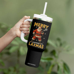 Funny Christmas Lacrosse Tumbler With Handle Merry Laxmas Santa Lax Player TS11 Print Your Wear