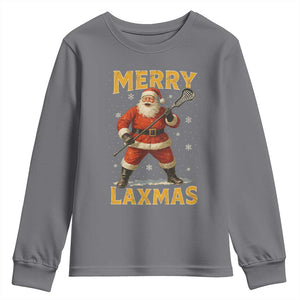 Funny Christmas Lacrosse Youth Sweatshirt Merry Laxmas Santa Lax Player TS11 Charcoal Print Your Wear