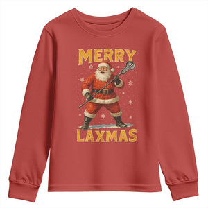 Funny Christmas Lacrosse Youth Sweatshirt Merry Laxmas Santa Lax Player TS11 Red Print Your Wear