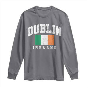 Dublin Ireland Flag Irish Retro Throwback Sports Design Long Sleeve Shirt TS11 Charcoal Print Your Wear