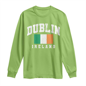 Dublin Ireland Flag Irish Retro Throwback Sports Design Long Sleeve Shirt TS11 Lime Print Your Wear