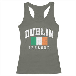 Dublin Ireland Flag Irish Retro Throwback Sports Design Racerback Tank Top TS11 Military Green Print Your Wear