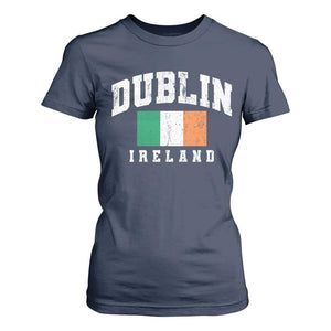 Dublin Ireland Flag Irish Retro Throwback Sports Design T Shirt For Women TS11 Navy Print Your Wear