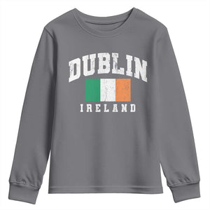 Dublin Ireland Flag Irish Retro Throwback Sports Design Youth Sweatshirt TS11 Charcoal Print Your Wear