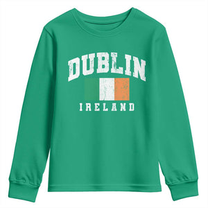 Dublin Ireland Flag Irish Retro Throwback Sports Design Youth Sweatshirt TS11 Irish Green Print Your Wear