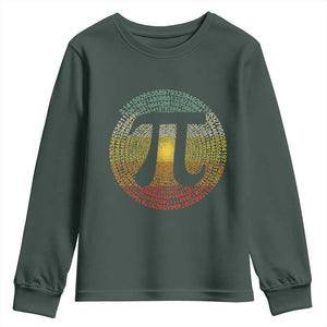 Pi Day Youth Sweatshirt 3,14 Pi Number Retro Symbol Math Science TS11 Dark Forest Green Print Your Wear