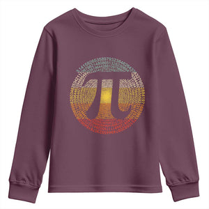 Pi Day Youth Sweatshirt 3,14 Pi Number Retro Symbol Math Science TS11 Maroon Print Your Wear