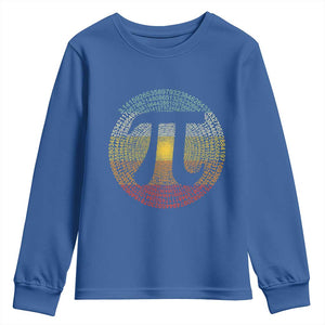 Pi Day Youth Sweatshirt 3,14 Pi Number Retro Symbol Math Science TS11 Royal Blue Print Your Wear