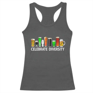 Celebrate Diversity St Patricks Day Beer Drinking Racerback Tank Top TS11 Dark Heather Print Your Wear