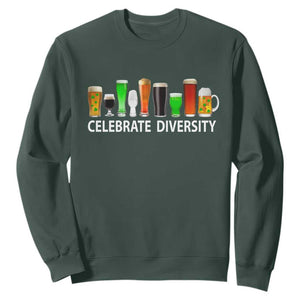 Celebrate Diversity St Patricks Day Beer Drinking Sweatshirt TS11 Dark Forest Green Print Your Wear