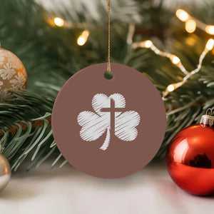 St Patricks Day Christian Religious Shamrock Cross Ceramic Ornament TS11 1pc Mocha Print Your Wear