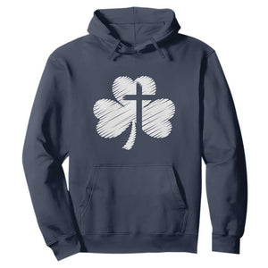 St Patricks Day Christian Religious Shamrock Cross Hoodie TS11 Navy Print Your Wear