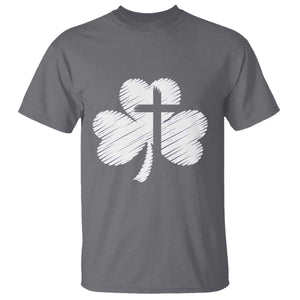 St Patricks Day Christian Religious Shamrock Cross T Shirt TS11 Charcoal Print Your Wear