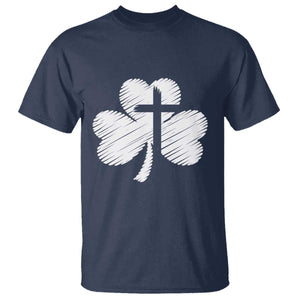St Patricks Day Christian Religious Shamrock Cross T Shirt TS11 Navy Print Your Wear