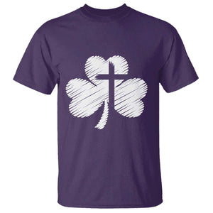 St Patricks Day Christian Religious Shamrock Cross T Shirt TS11 Purple Print Your Wear