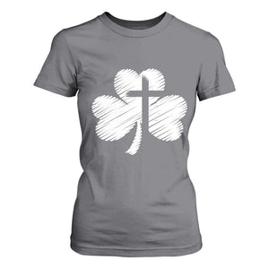 St Patricks Day Christian Religious Shamrock Cross T Shirt For Women TS11 Charcoal Print Your Wear