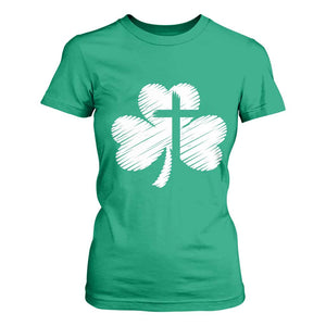 St Patricks Day Christian Religious Shamrock Cross T Shirt For Women TS11 Irish Green Print Your Wear