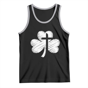 St Patricks Day Christian Religious Shamrock Cross Tank Top TS11 Black Athletic Heather Print Your Wear