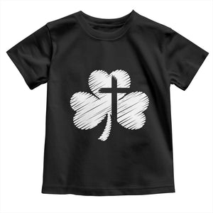 St Patricks Day Christian Religious Shamrock Cross Toddler T Shirt TS11 Black Print Your Wear