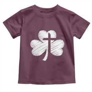 St Patricks Day Christian Religious Shamrock Cross Toddler T Shirt TS11 Maroon Print Your Wear
