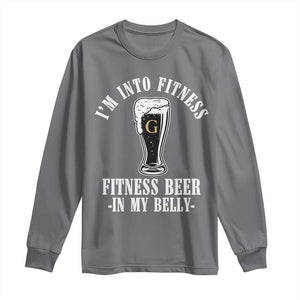 Funny Irish Stout Drinking Long Sleeve Shirt I Am Into Fitness Fitting Beer In My Belly TS11 Charcoal Print Your Wear