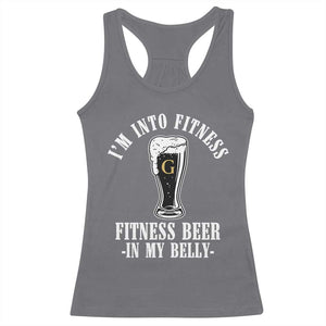 Funny Irish Stout Drinking Racerback Tank Top I Am Into Fitness Fitting Beer In My Belly TS11 Charcoal Print Your Wear
