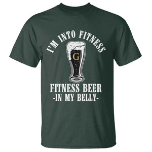 Funny Irish Stout Drinking T Shirt I Am Into Fitness Fitting Beer In My Belly TS11 Dark Forest Green Print Your Wear