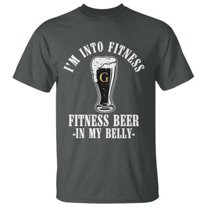Funny Irish Stout Drinking T Shirt I Am Into Fitness Fitting Beer In My Belly TS11 Dark Heather Print Your Wear