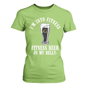 Funny Irish Stout Drinking T Shirt For Women I Am Into Fitness Fitting Beer In My Belly TS11 Lime Print Your Wear