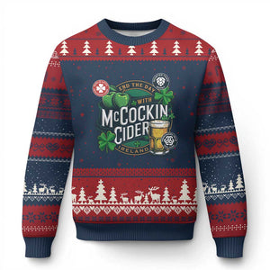 End The Day With McCockin Cider Ugly Christmas Sweater Ireland Beer Lover St Patricks Day Humor TS11 Navy Red Print Your Wear