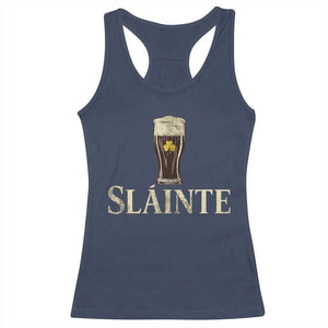 Funny Slainte Stout Beer Irish Drinking St Patricks Day Racerback Tank Top TS11 Navy Print Your Wear