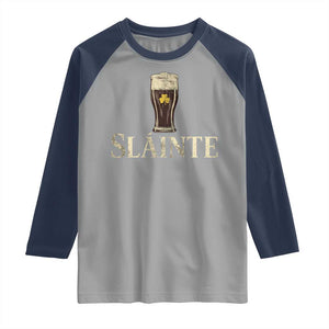 Funny Slainte Stout Beer Irish Drinking St Patricks Day Raglan Shirt TS11 Sport Gray Navy Print Your Wear