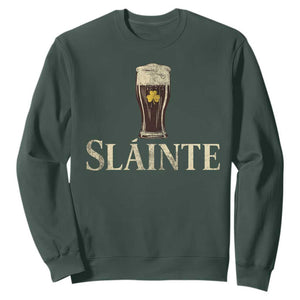 Funny Slainte Stout Beer Irish Drinking St Patricks Day Sweatshirt TS11 Dark Forest Green Print Your Wear