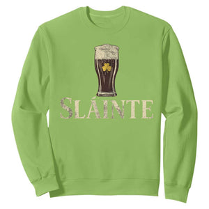 Funny Slainte Stout Beer Irish Drinking St Patricks Day Sweatshirt TS11 Lime Print Your Wear