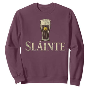 Funny Slainte Stout Beer Irish Drinking St Patricks Day Sweatshirt TS11 Maroon Print Your Wear