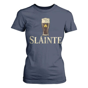 Funny Slainte Stout Beer Irish Drinking St Patricks Day T Shirt For Women TS11 Navy Print Your Wear