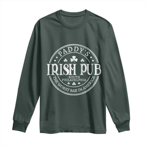 Funny Paddys Irish Pub Long Sleeve Shirt The Worst Bar In America St Patricks Day Beer Drinking TS11 Dark Forest Green Print Your Wear