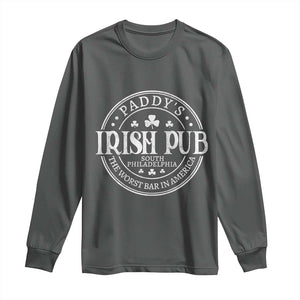 Funny Paddys Irish Pub Long Sleeve Shirt The Worst Bar In America St Patricks Day Beer Drinking TS11 Dark Heather Print Your Wear