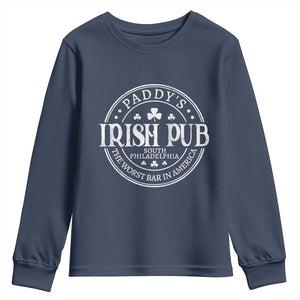 Funny Paddys Irish Pub Youth Sweatshirt The Worst Bar In America St Patricks Day Beer Drinking TS11 Navy Print Your Wear