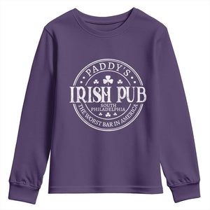 Funny Paddys Irish Pub Youth Sweatshirt The Worst Bar In America St Patricks Day Beer Drinking TS11 Purple Print Your Wear