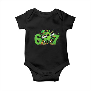 Funny Six Seven 67 St Patricks Day Dabbing Shamrock Baby Onesie TS11 Black Print Your Wear