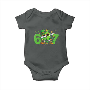 Funny Six Seven 67 St Patricks Day Dabbing Shamrock Baby Onesie TS11 Dark Heather Print Your Wear