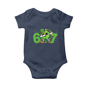 Funny Six Seven 67 St Patricks Day Dabbing Shamrock Baby Onesie TS11 Navy Print Your Wear